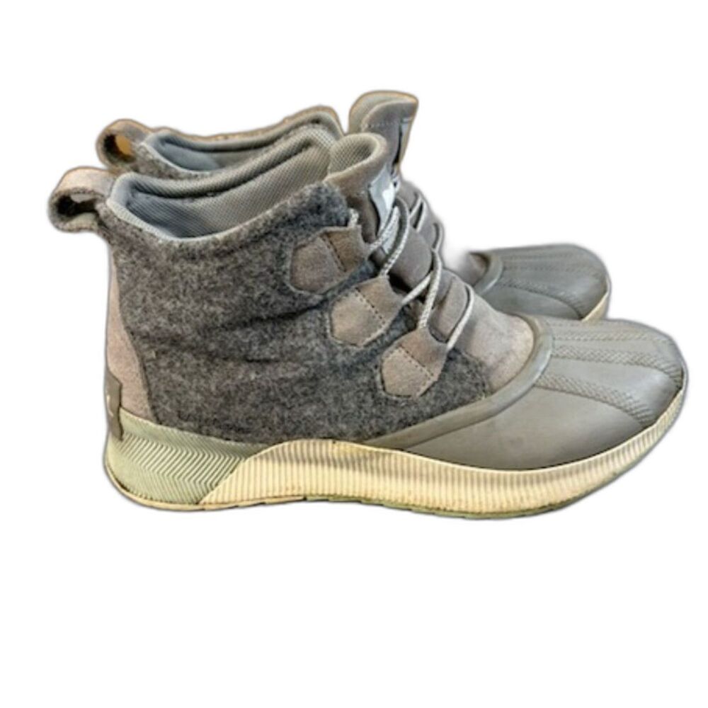 Sorel Women’s Size 8 Gray Wool Suede Duck Boots Waterproof Lace Up Winter